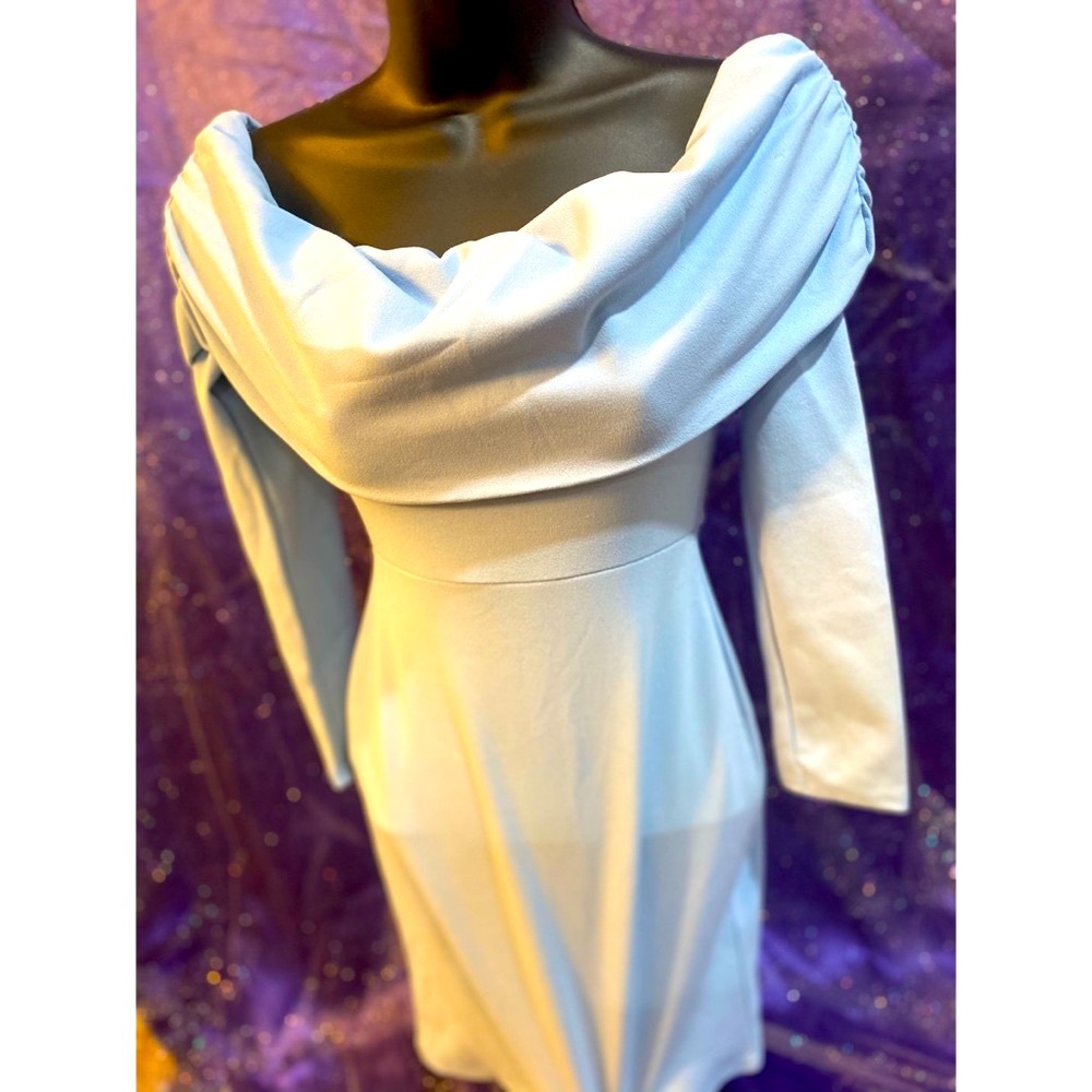 Sky blue off shoulder mini dress